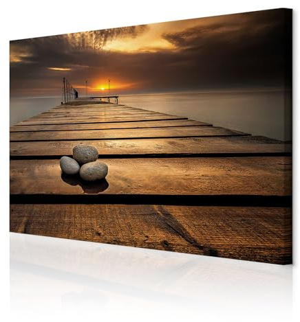 decomonkey Bilder Sonnenuntergang 120x80 cm XXL 1 Teilig Leinwandbilder Bild auf Leinwand Wandbild Kunstdruck Wanddeko Wand Wohnzimmer Wanddekoration Deko Meer Natur Landschaft