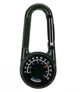 3 in 1 Kompass Thermometer Wandern Taktische Karabiner Schlüsselanhänger für Camping, Wandern,Reisen