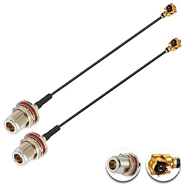 Vecys 2PCS U.F.L1 a N Tipo Hembra Baja Pérdida Cable Coaxial 4 /10CM U.F.L1 1.13mm Mini-Coaxial Cable Pigtail para Routers Inalámbricos Mini PCIE Tarjetas de Red PCI Wi-Fi WAN Repetidor