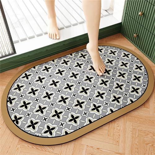 Badezimmerteppich, Badematte, Badematte Stein, Teppich Läufer, Stone Bath Mat, Badteppich Rutschfest Waschbar, Absorbierende Badematte, Duschmatte, Badvorleger, Duschvorleger, Carpet Pattern-120x180cm