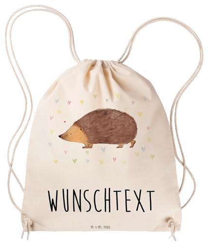 Mr. & Mrs. Panda Personalisierter Sportbeutel Igel Herzen - Personalisierte Geschenke, Turnbeutel Mit Namen, Festival Beutel, Herz, Vertrauen, Gymsack, Liebe, Leben, Personalisiert, Aufdruck