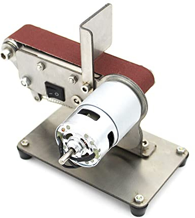 KLOOLIVE 300W Mini Grinder Gürtel Maschine Elektrische Bandschleifer Poliermaschine Bandschleifmaschine DIY Schleifen Polieren Mahlen Maschine mit 10 Schleifbändern (795 Motor)