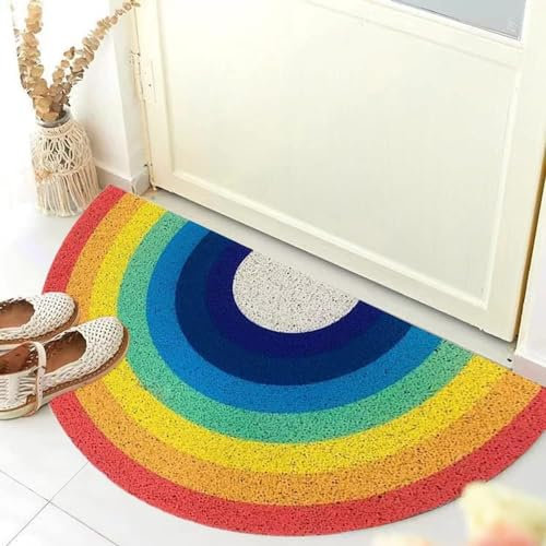 Door Mat Non-slip Floor Mat, Welcome Door Mat for Outdoor Indoor Entryway, 31.5x15.7in Shoe Boot Dirt Wipe Carpet Mat, Customizable Half Circle Door Mats, Doormat Welcome Mat for Front Door,40 x 80 cm