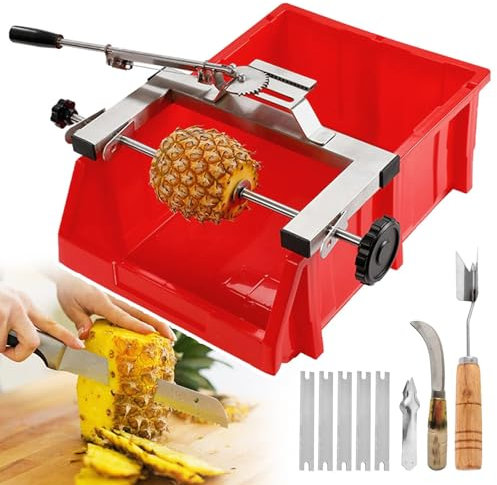 Máquina peladora de piña de acero inoxidable con espesor de pelado controlable, pelado de piel y ojos de piña, sin desperdicio de pulpa, desollador de piña semiautomático con accesorios para pelar