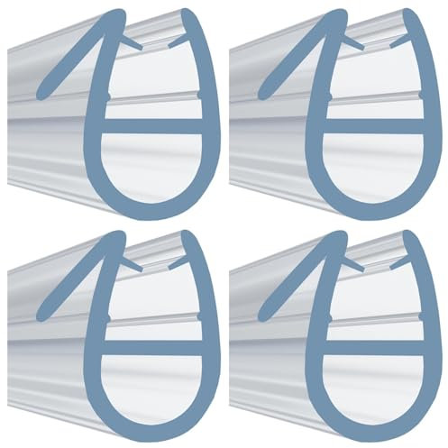 4 Pack Transparent Glass Shower Door Bottom Sweep Fits 4mm-10mm Glass Durable Leak-Proof Water Stopper for Bathroom Glass Door Window 27.6In (10mm)