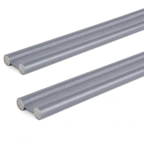 2Pk Double Door Draught Excluder for Bottom of Door | Energy Saving Under Door Draft Stopper | Weather Stripping Noise Blocker | Window Breeze Blocker, Thicker Door Draft-95cm-8cm (GREY)