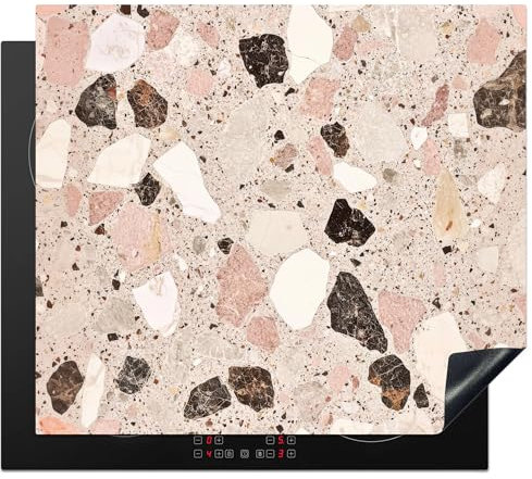 KitchenYeah© Copri Piano Cottura Induzione 59x52 cm Coprifornelli Fornello Proteggi Tutto per la Cucina Fornelli Luce - Rosa - Terrazzo - Pietre