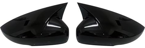 CVZXSDWLL Kompatibel Mit VW Für Polo MK5 6R 2009–2010 2011 2012 2013 ABS-Seitenrückspiegel-Abdeckkappen Shell Trim OX Horn Style Exterieur Seitenspiegelabdeckung(Bright Black)