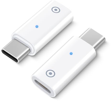 BORLTER CLAMP Ladegerät Adapter für Apple Pencil 1st Generation 2Pcs, USB-C Stecker zu Ligntning Buchse Ladegerät Adapter mit Indikator, Kompatibel mit iPad 10th Generation oder USB C Gerät Kabel