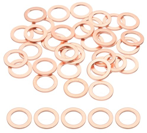 PATIKIL 35Pz Rondelle Rame M12, Rondelle Piatte in Rame M12x18x1.5mm Kit Rondella Tenuta Assortimento Metallo, Tappo di Scarico olio Anello di Guarnizione per Autoveicoli, Viti e Bulloni