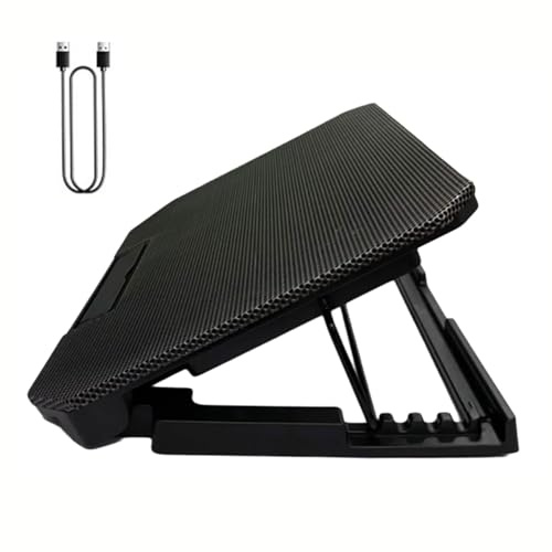 TEMOOUES Almohadilla de refrigeración plegable ajustable para portátil con 2 ventiladores silenciosos para portátil con alturas ajustables y conexión USB