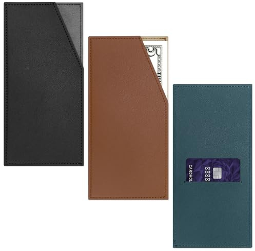 Modixun Schlanke Geldtasche, PU-Leder, Geld- und Kartenhalter, wiederverwendbarer Geldumschlag, Organizer für Dollar, Rechnung, Quittung, Budgeting, Damen und Herren, 3 Stück, Schwarz, Braun