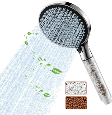 Ibergrif Gefilterter Duschkopf 125 mm für volle Wasserabdeckung – 3 Sprühmodi, Anti-Kalk-Filter, Hochdruck & Wassersparend – Reduziert Kalk & Chlor, M20226