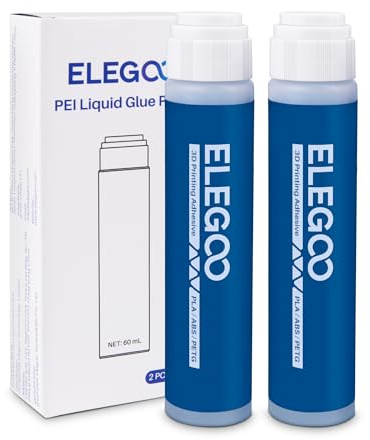 ELEGOO 3D Druck Kleber 60 ml × 2, Geeignet für ABS/PLA/PETG/TPU-Filamente, PLA Kleber Sekundenkleber Glue für Hot Bed PEI/PEO/PET und Aluminium-Bauplatten