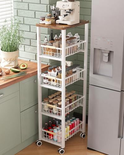 Ornestia Carrito Cocina con Ruedas, Blanco