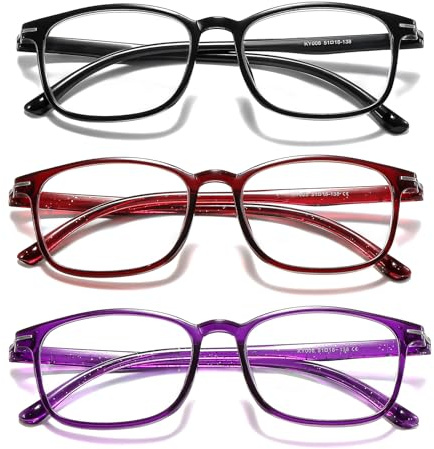 Suertree Lesebrillen 3 Pack Blaulichtfilter Sehhilfe Augenoptik Brille Lesehilfe TR90 für Damen Herren