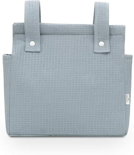 Danielstore Bolso Carrito Bebé – Bolsa Panera de Algodón para Carro de Bebé, 34x34 cm, 2 Compartimentos con Cremallera, Organizador para Paseo
