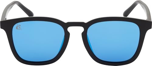 Cressi Riviera Sunglasses Black/Mirrored Lens Blue - Occhiali Sportivi da Sole Polarizzati Uomo Donna Ideali per Ambienti Acquatici e Nautica, Montatura TR90 Nero, Lenti TAC Blu a Specchio