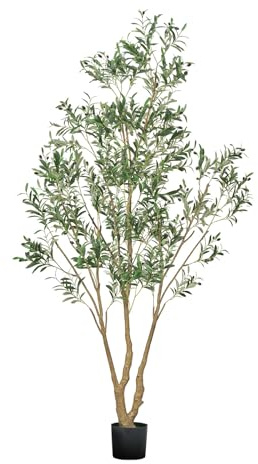 VEVOR Arbre Artificiel, 2,4 m, Plante Artificielle en PE Olivier Artificiel avec Pot Noir, Tronc et Feuilles Vertes Réalistes, Faux Arbre pour Bureau, Salon, Chambre à Coucher, Décoration d'Intérieur