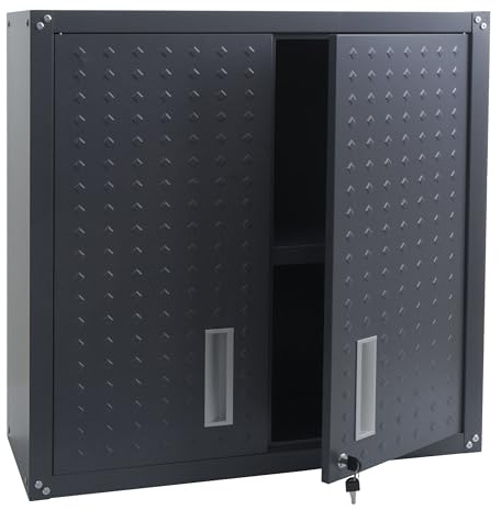 Mendler Hängeschrank HWC-O52, Wandschrank Lagerschrank Bücherschrank, abschließbar Stahl 77x77x31cm - dunkelgrau | Wandschrank, Aufbewahrungsschrank, Bücherregal, abschließbar