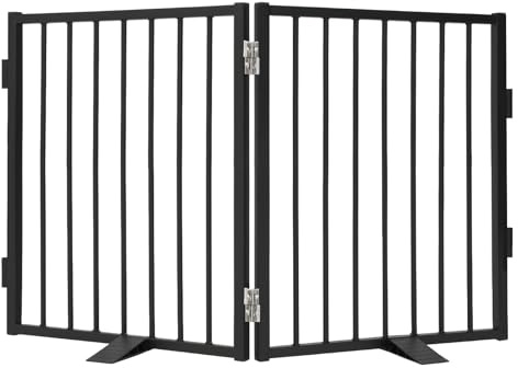 Snagle Paw Vollmetall Freistehend Absperrgitter,für den Innenbereich Hundegitter mit Bodenschonenden Stützfüßen,Treppengitter für Hund 102x61cm(BxH) Faltbares Schutzgitter für Treppen,Flure und Türen