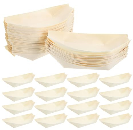 Cabilock 150 Piezas platos de barco de chapa barcos para servir aperitivos bandeja para servir hamburguesas bandejas de comida para tacos barquitos de madera