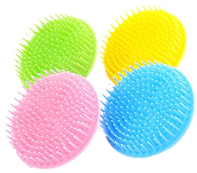 LRXIYODE Peigne de Massage 4 Pièces en Pp et Silicone Poignée Ergonomique pour Nettoyage Profond du Cuir Chevelu, Brosse à Cheveux Multifonction pour Bain et Coiffure à Couleur Aléatoire