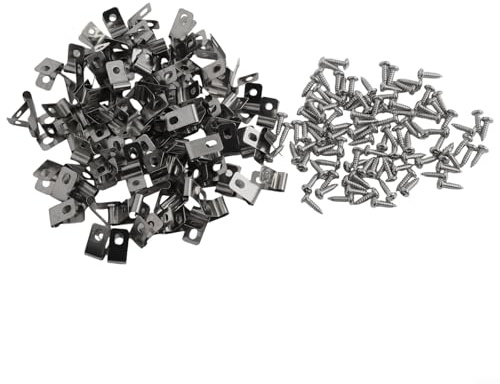 Wire Fence Clips Set of 100 with Screws for Attaching Wire Mesh and Cable to Vinyl, Wood, or Metal Fence Posts, and Weather Resistant (Aluminum)