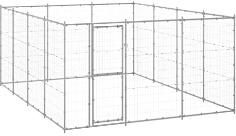Hundehütte Hundehaus für Drinnen,Outdoor-Hundezwinger Verzinkter Stahl 14,52 m² für Wohnung, Einfache Montage