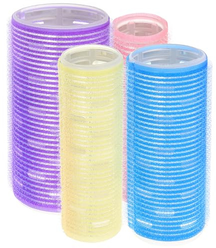 Homoyoyo Lot de 4 Bigoudis pour Cheveux Longs en Aluminium, Auto-adhésifs et Légers, Tailles Petit à Extra-large, Rouleaux Réutilisables pour Boucler et Coiffer la Maison Voyage