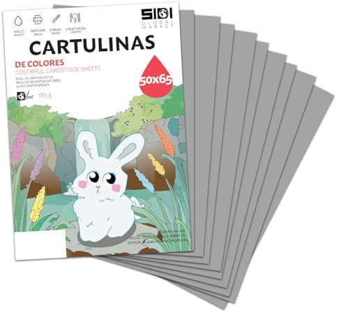 Kartong 50 x 65 grå 185 g stor kartong för hantverk, klippbokning, skyltar, skola och skola - SIDI (grå, 25h)