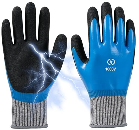 Insulation Work Gloves 1000V, Electrical Safety Gloves with Flame Retardant, Rubber Work Glove for High Voltage Protection, Anti Slip Protective Insulating Glove for Electrician Industrial Home Use