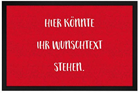 printplanet® - Fußmatte mit eigenem Text Bedrucken - Fussmatte mit Namen oder Wunschtext selbst gestalten - 60 cm x 40 cm - Rot