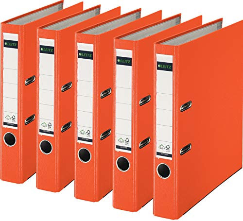 Leitz 10155045 Qualitäts-Ordner Plastik-Cover (A4, 5,2 cm Rückenbreite) orange (5er Pack)