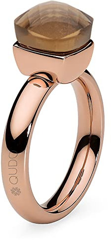 Qudo Firenze Edelstahl rose farbenem Ring mit smoked topaz Stein (braun) (54 (17.2))