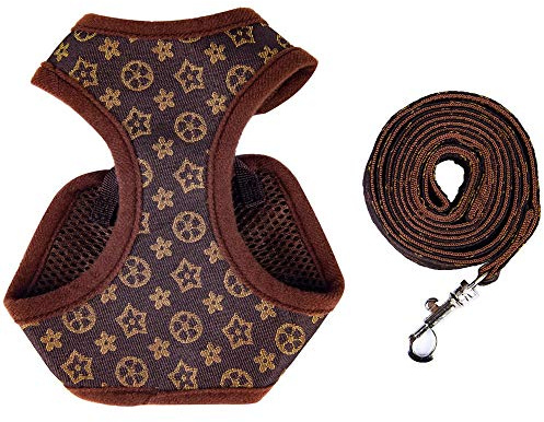 Dog Harness and Lead, Adjustable Soft Mesh Vest Harness Leash Set Mesh Padded Plaid Escape Proof Puppy Jacket for Boy Girl Pet Dogs for Puppies Dogs