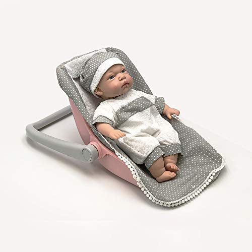 Tachan - Puppe mit weichem Körper 30 cm, in Wanne und grauem Babysäckchen mit 12 verschiedenen Geräuschen (781T00437)