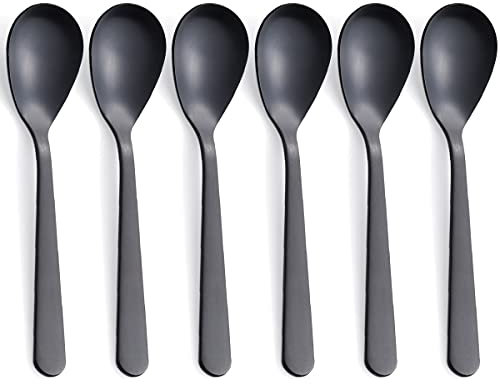 FULLYWARE - Set di 6 cucchiai da caffè Demitasse in acciaio INOX satinato, cucchiaini da caffè, cucchiaini da zucchero, 11,9 cm, colore: Nero opaco