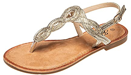 JOMIX Sandali Donna Estivi Infradito Eleganti Bassi Fascia Intrecciata con Cinturino Regolabile Scarpe Aperte per Cerimonia Vacanze Giorno e Sera