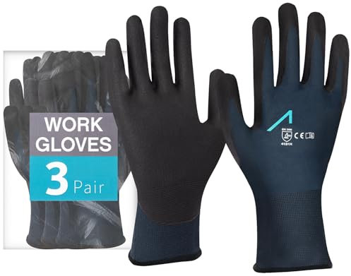 ACE Guantes de trabajo - 3 pares de guantes de protección para comercio y jardín - Guantes de trabajo - 07/S (Paquete de 3)