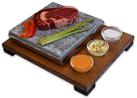 Piedra para Carne PIEDRASAR 20x20 cm Modelo CB Tres salseros