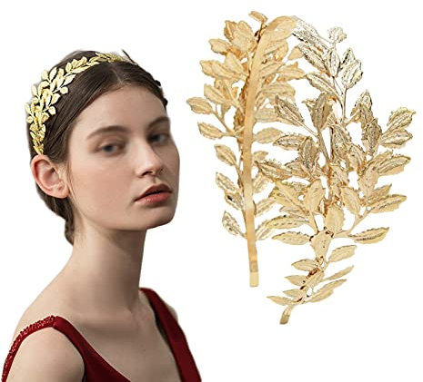 Göttin Krone, Blatt-Stirnband, Hochzeit Haarband Gold, Göttin Headpiece, Verwendet für Brautschmuck, Kopfschmuck aus Blattgold,13x6.7x15cm(Gold)