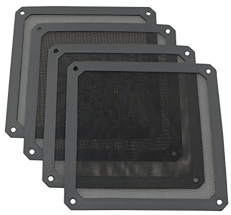 ZYAMY 4 st 140 mm PC fläkt dammfilter magnetisk ram datorfläkt grillar damm nät PC kylare filter skärm dammtätt fodral skydd 14 cm x 14 cm, svart