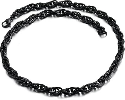 Bishilin Edelstahl Herren Kette 65CM Schwarz Biker, Gliederkette 5MM Halskette ohne Anhänger Männer Freundschaftskette