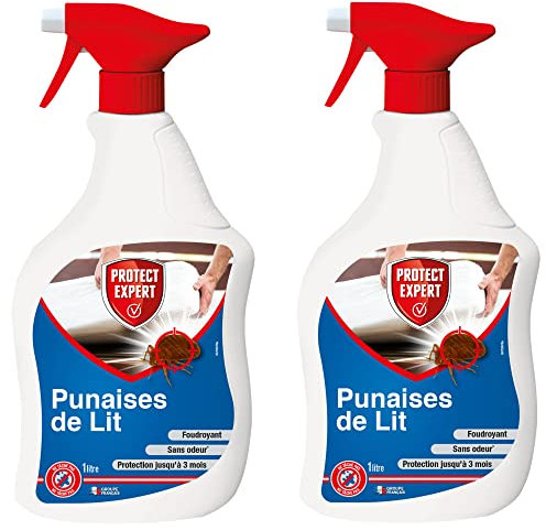 PROTECT EXPERT Anti Punaises De Lits & Acariens - Elimine les punaises de lit Larves et Adultes - Prêt à l'emploi 2x 1L - Efficacité Longue Duré Matelas,canapés, draps... - Ne tâche Pas - PUPAL1X2