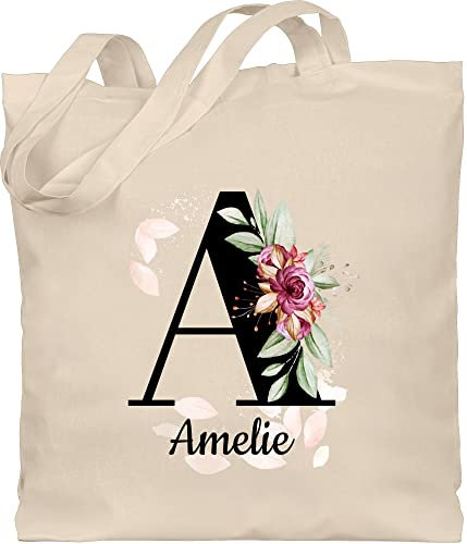Baumwolltasche - Buchstabe anpassbar mit Name I Geschenk Initialen - Unisize - Naturweiß - personalisierte tasche namens geschenke buchstaben a beutel personalisierter jutebeutel