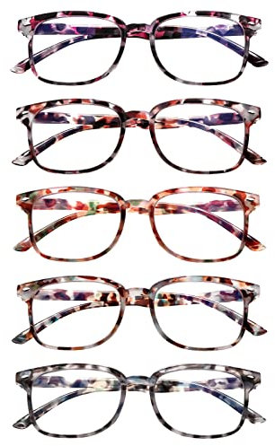 ZONLON 5 Pack Reading Glasses for Women - Anti Blue Light Blocking with Spring Hinges(5 Multicolor, 2.50, multiplier_x)
