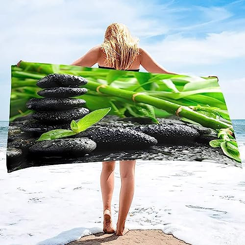 Stone Bamboo Beach Towel, Lightweight Absorbent Quick Dry Towel, Stone Bamboo Beach Towels for Adults Kids & Travel Towel, Swimming, Sports, Travel Beach Towel 80 x 160 cm