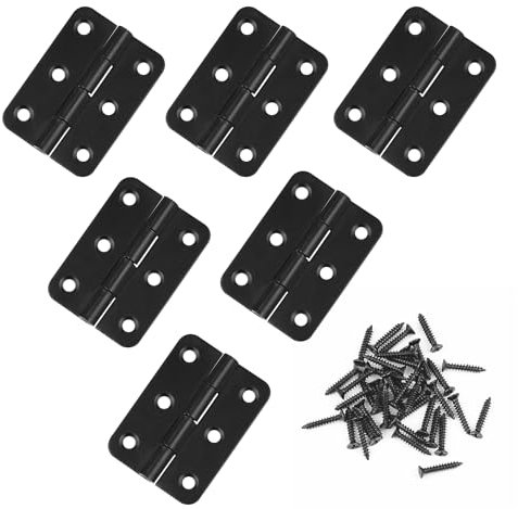 JJWNMLL Hinges 6 pcs - 2 inch Hinges for Wood Black Door Hinges with 38 pcs Hinge Screws for Home Furniture Hardware Cabinet Closet Door Drawer Wood Box