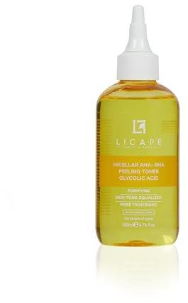 Licape® Glycolic Acid - Toner für das Gesicht | 200 ml | Aha Bha peeling | Exfolierendes Gesichtswasser mit Glykolsäure & Salicylsäure | Porentiefe Reinigung, Hauterneuerung für strahlende Haut